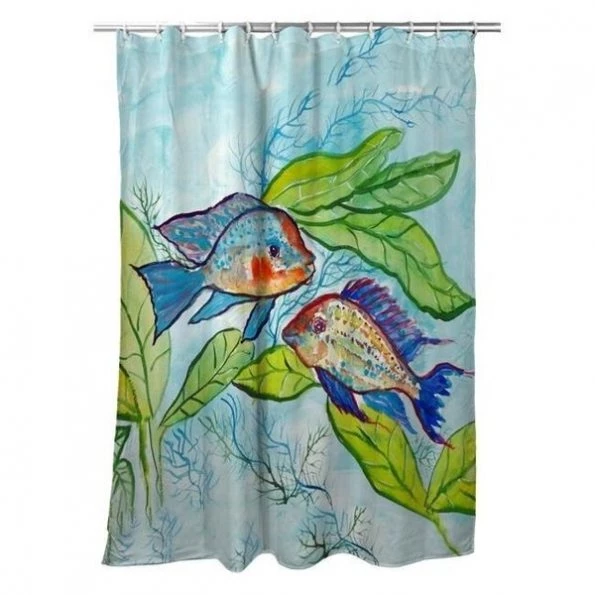 Betsy Drake SH642 70 x 72 in. Pair of Fish Shower Curtain