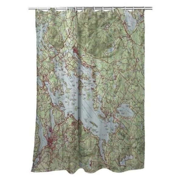 Betsy Drake SH967 70 x 72 in. Lake Winnipesaukee; NH Nautical Map Shower Curtain