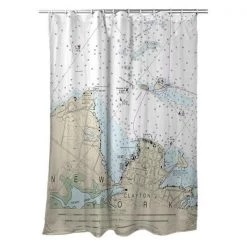 Betsy Drake SH14774CL 70 x 72 in. Clayton; NY Nautical Map Shower Curtain