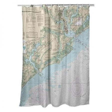Betsy Drake SH11521 70 x 72 in. Charleston Harbor & Approaches; SC Nautical Map Shower Curtain