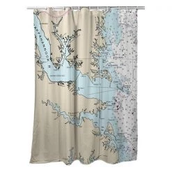 Betsy Drake SH12280HF 70 x 72 in. Chesapeake Bay; VA Nautical Map Shower Curtain
