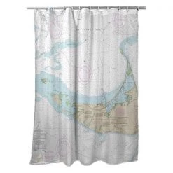 Betsy Drake SH13241NI 70 x 72 in. Nantucket Island; MA Nautical Map Shower Curtain