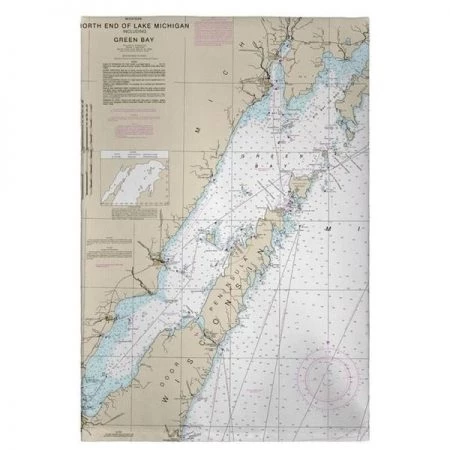 Betsy Drake GT14902DC 20 x 20 in. Door County; Green Bay; WI Nautical Map Guest Towel