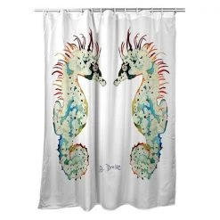 Betsy Drake SH388W Betsys Seahorses White Shower Curtain