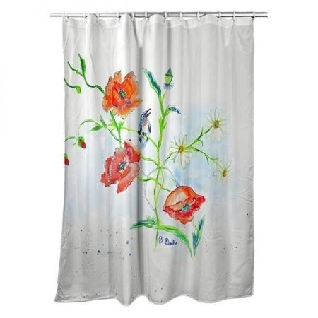 Betsy Drake SH1051 Poppies & Daisies Shower Curtain