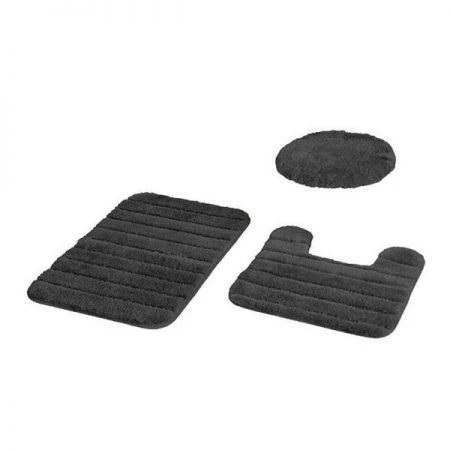 Sobel Westex Luxury Nylon 3-Piece Rug Set - Gunmetal