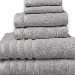 Sobel Westex Pure Elegance 100-Percent Turkish Cotton 6-Piece Luxury Towel Set - Lunar Rock