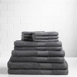 Sobel Westex 03571292100000 100 Percent Cotton Complete 12 Piece Towel Set; Gunmetal