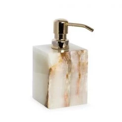 Bey-Berk International TT204X Marble Bath Soap Dispenser in Green Onyx; White & Tan