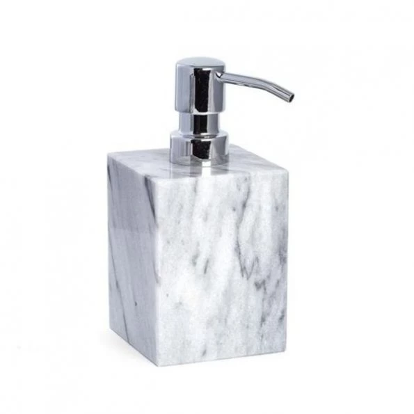 Bey Berk International Bey-Berk International TT204G Marble Bath Soap Dispenser in Cloud - White & Grey 1 Bey-Berk International TT204G Marble Bath Soap Dispenser in Cloud – White & Grey