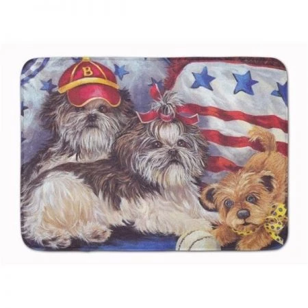 Carolines Treasures PPP3273RUG 19 x 27 in. Shih Tzu Americana Sweethearts Machine Washable Memory Foam Mat