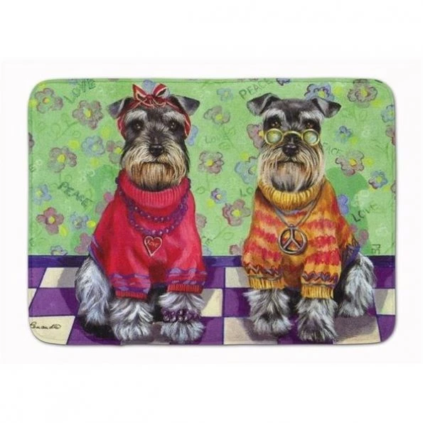 Carolines Treasures PPP3333RUG 19 x 27 in. Schnauzer Love & Peace Machine Washable Memory Foam Mat