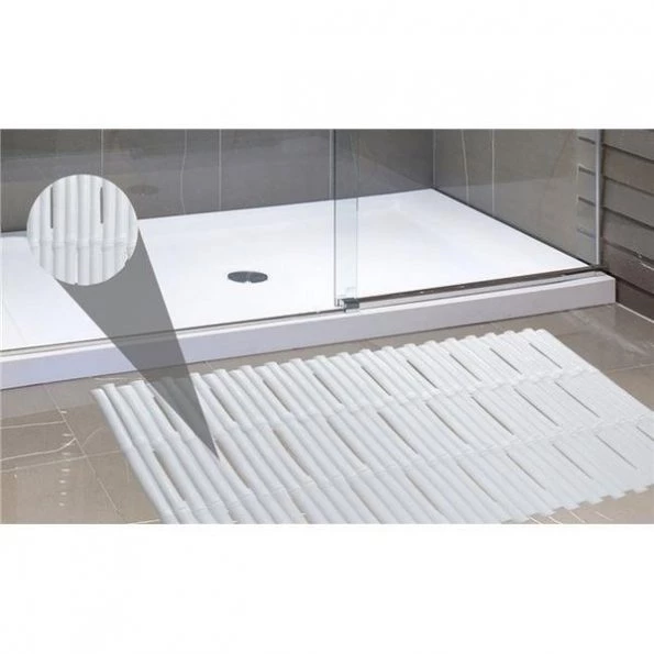 Carnation Home Fashions TM-BAM-21 Bamboo Look Vinyl Bath Tub Mat Size 16 x 32 in White