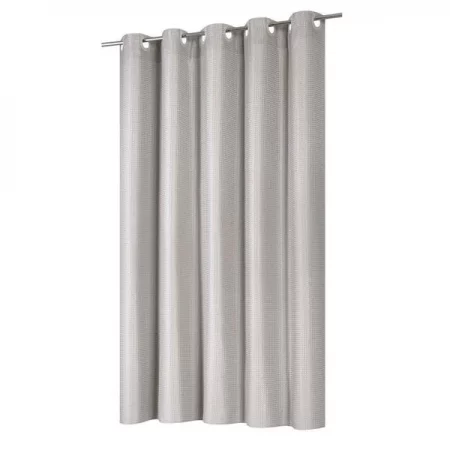 Carnation Home Fashions SCEZ-WWL-98 70 x 75 in. EZ-ON Waffle Weave Fabric Shower Curtain with Built Snap Off-Liner in Silver Filigree