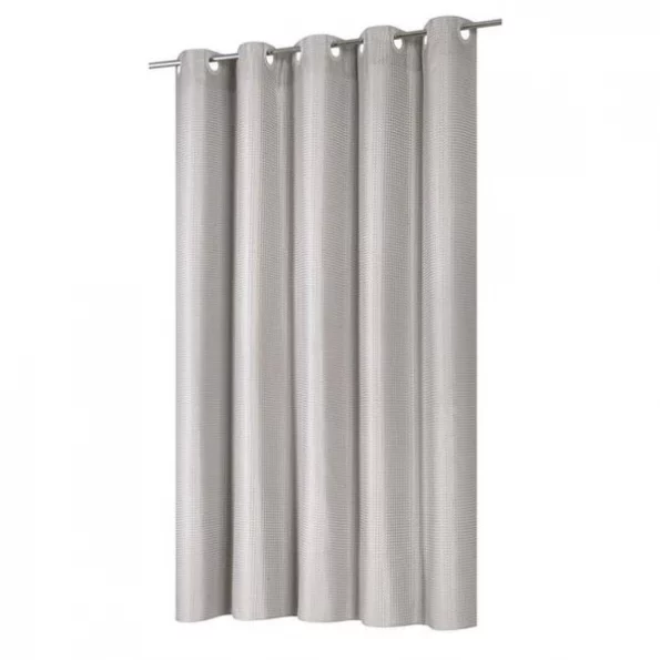 Carnation Home Fashions SCEZ-WWL-98 70 x 75 in. EZ-ON Waffle Weave Fabric Shower Curtain with Built Snap Off-Liner in Silver Filigree