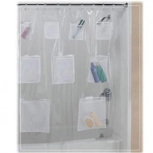 Creative Bath S1035CLR 72 x 72 in. Clear Pocket Shower Curtain