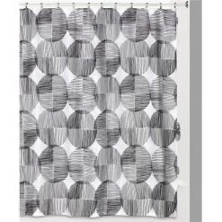 Creative Bath S1263WB Metro Circles Shower Curtain; White & Black