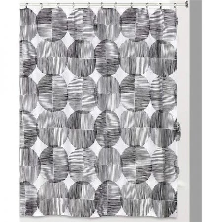 Creative Bath Products Creative Bath S1263WB Metro Circles Shower Curtain; White & Black