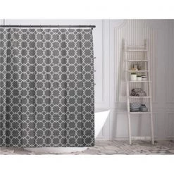 Duck River ALYSSA 13947D=12 Fabric Shower Curtain Liner – Geometric – 70"W x 72"L – Grey