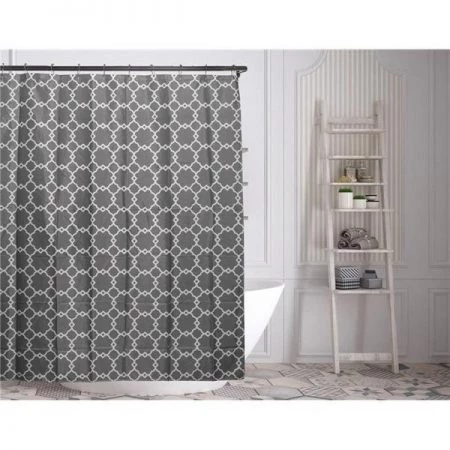 Blackout 365 Duck River ALYSSA 13947D=12 Fabric Shower Curtain Liner - Geometric - 70"W x 72"L - Grey