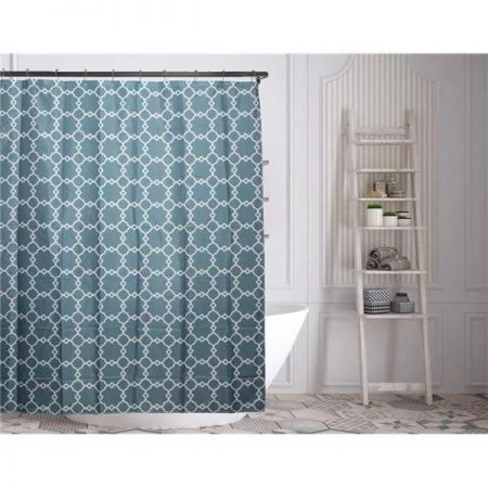 Blackout 365 Duck River ALYSSA 13949D=12 Fabric Shower Curtain Liner - Geometric - 70"W x 72"L - Aqua Blue
