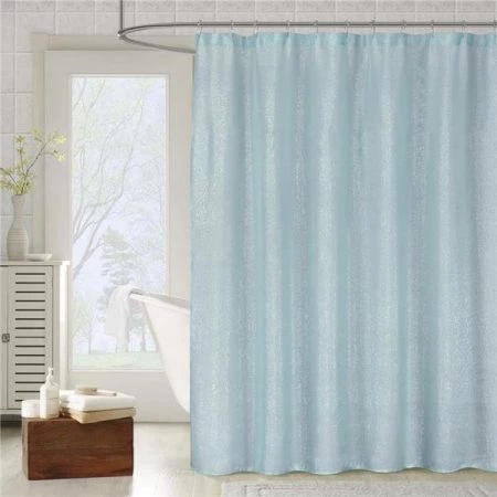 Duck River Textile Kensie META 10191D=12 Fabric Shower Curtain Liner - Metallic Textured - 70"W x 72"L - Blue