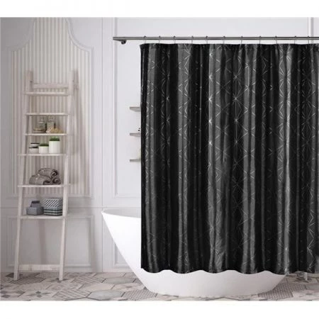 Duck River Textile Kensie ZANE 14350D=12 Fabric Shower Curtain Liner - Metallic Diamond - 72"W x 72"L - Black