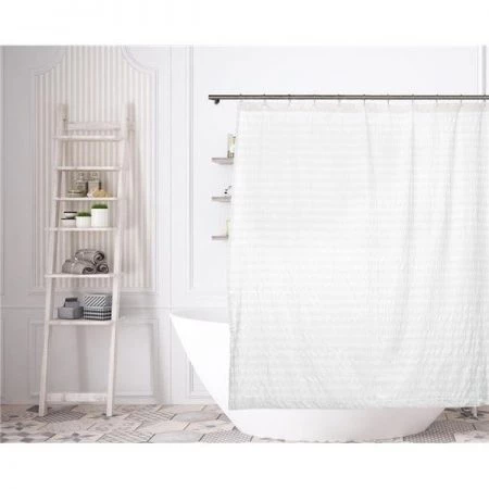 Duck River Textile Kensie AALI 14582D=12 Fabric Shower Curtain Liner - Stripe Textured - 70"W x 72"L - White