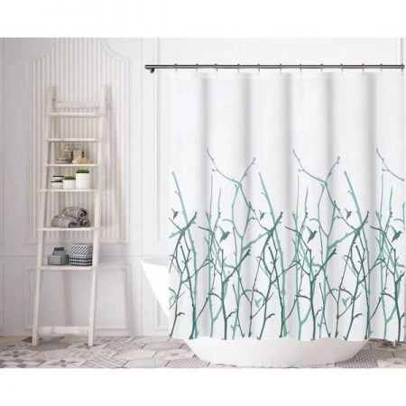 Duck River Textile Kensie VICK 14771D=12 Fabric Shower Curtain Liner - Floral Leaf - 72"W x 72"L - Teal Blue