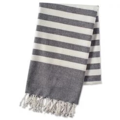 Design Imports FBA43919 1 in. Black Stripe Fouta Towel