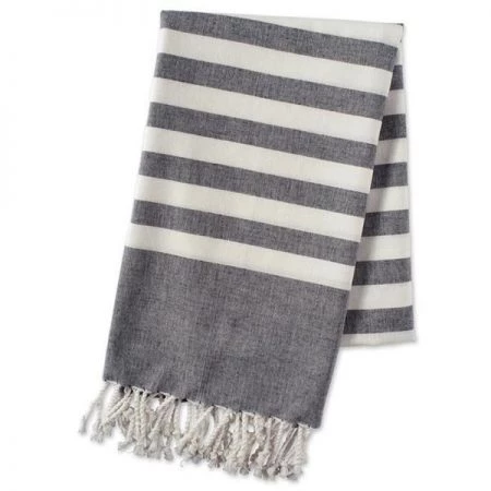 Midwest Design Imports Design Imports FBA43919 1 in. Black Stripe Fouta Towel