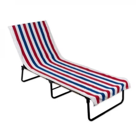 Midwest Design Imports Design Imports 70338A 26 x 82 in. Red; White & Blue Stripe Lounge Chair Beach Towel With Top Fitted Pocket