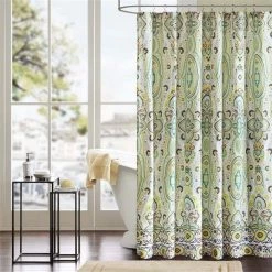 Intelligent Design ID70-284 Tasia Microfiber Printed Shower Curtain; Green
