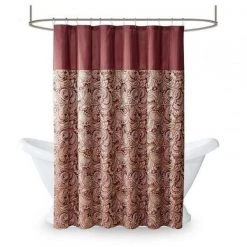 Madison Park MP70-3034 Aubrey Polyester Jacquard Shower Curtain; Burgundy – 72 x 72 in.