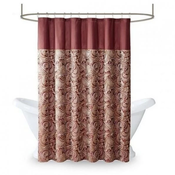 Madison Park MP70-3034 Aubrey Polyester Jacquard Shower Curtain; Burgundy – 72 x 72 in.