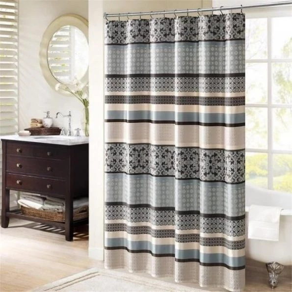 Madison Park MP70-3039 Princeton Jacquard Shower Curtain; Blue - 72 x 72 in. 1 Madison Park MP70-3039 Princeton Jacquard Shower Curtain; Blue – 72 x 72 in.