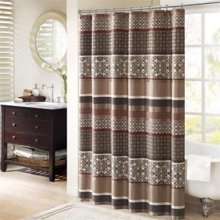 Madison Park MP70-3040 Princeton Jacquard Shower Curtain; Red - 72 x 72 in.