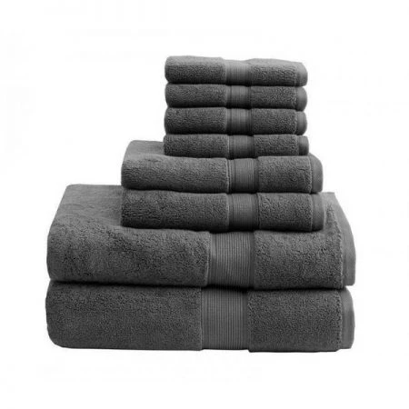 Madison Park Signature Madison Park MPS73-197 800Gsm 100 Percent Cotton Towel; Grey - 8 Piece Set
