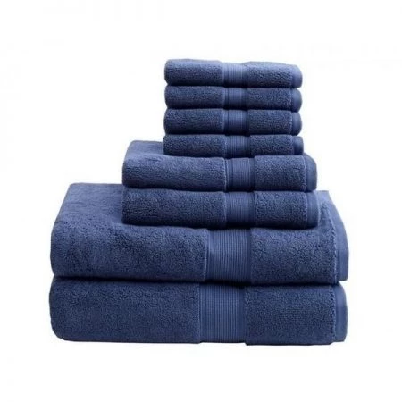Madison Park Signature Madison Park MPS73-199 800Gsm 100 Percent Cotton Towel; Navy - 8 Piece Set