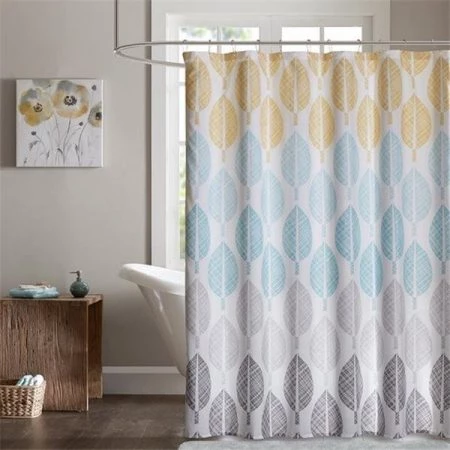 Madison Park MPE70-397 72 x 72 in. Central Park Printed Shower Curtain - Yellow & Aqua