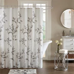 Madison Park MP70-4610 72 x 72 in. Cecily Printed Shower Curtain - Grey