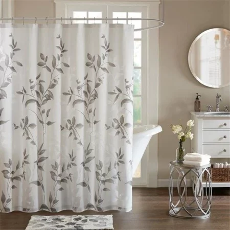 Madison Park MP70-4610 72 x 72 in. Cecily Printed Shower Curtain - Grey