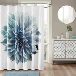 Madison Park MP70-4800 72 x 72 in. Norah 200TC Cotton Percale Shower Curtain – Aqua