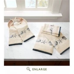 Madison Park MP73-4967 Bayside Embroidered Cotton Jacquard Towel Set; Blue – 6 Piece