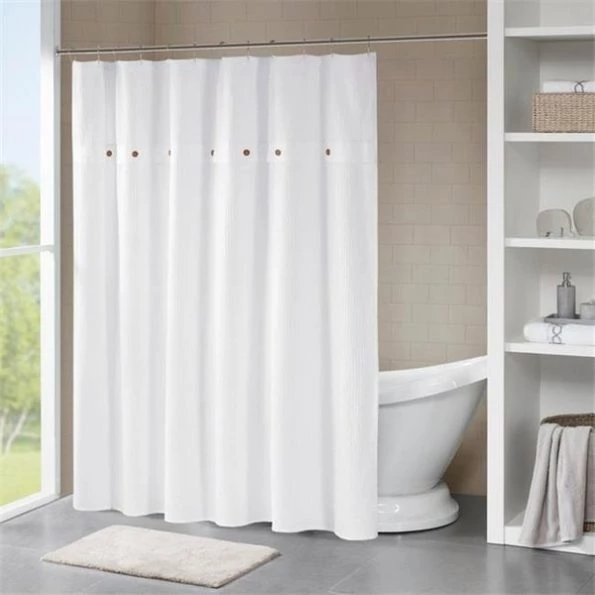Madison Park MP70-5636 72 x 72 in. Rianon Finley 100 Percent Cotton Waffle Weave Textured Shower Curtain; White