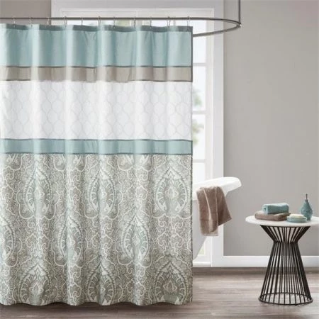 510 Design 5DS70-0094 72 x 72 in. Printed & Embroidered Shower Curtain - Blue