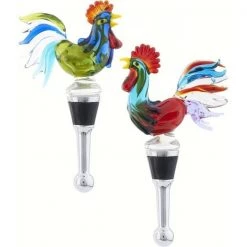 LS Arts BS-447 Bottle Stopper – Classic Roosters