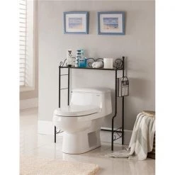 KB BM1126-B 36 x 26 x 12 in. Etagere-Bathroom Rack; Black & Marble top