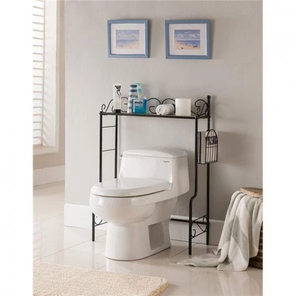 KB BM1126-B 36 x 26 x 12 in. Etagere-Bathroom Rack; Black & Marble top