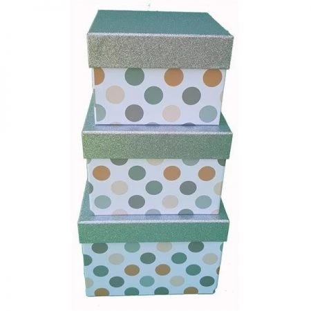 Italia 1079 Gifts Boxes with Glitter Lid; Silver -3 Piece